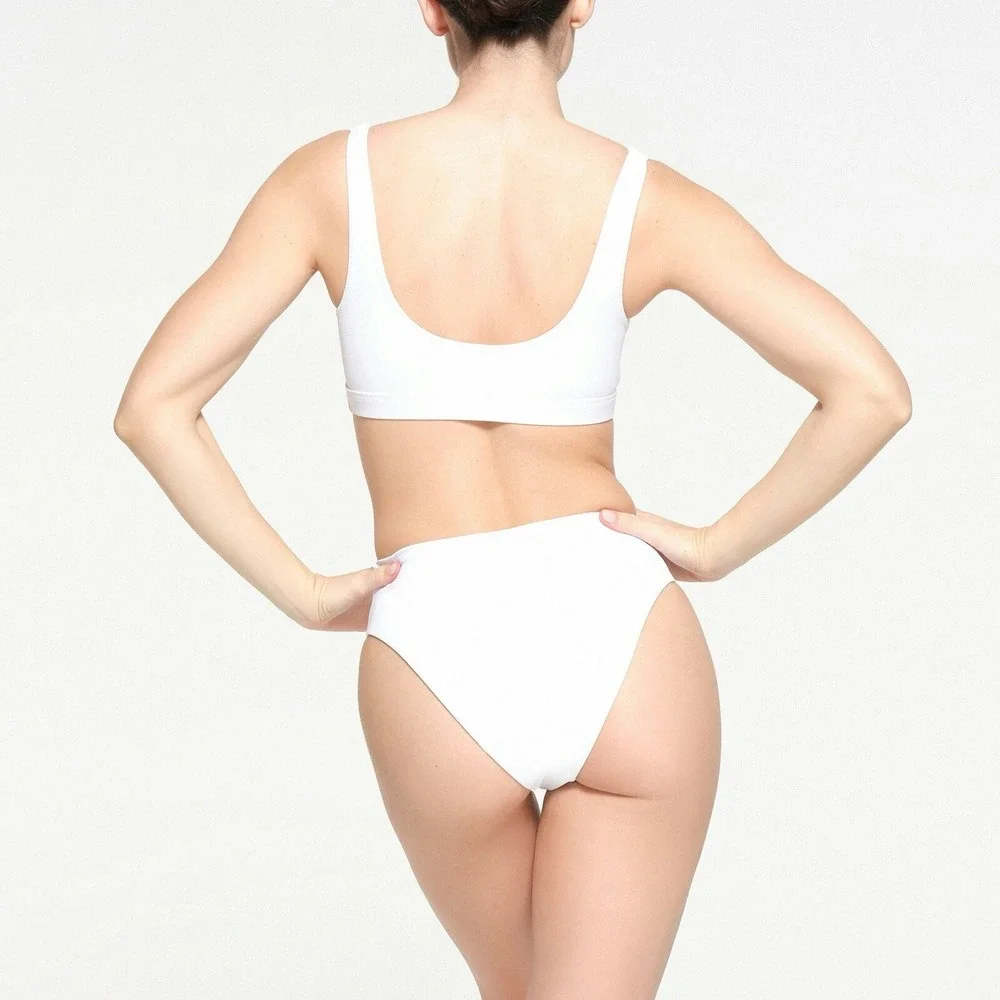 NWT Skims Recycled Swim Mid Waist Bottom Snow Size 2X WOMEN‎ SW-MWB-0748